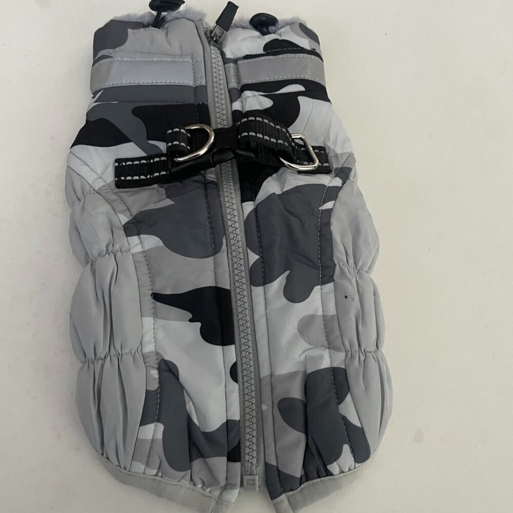 Grey Camo Dog Winter Puffer Jacket